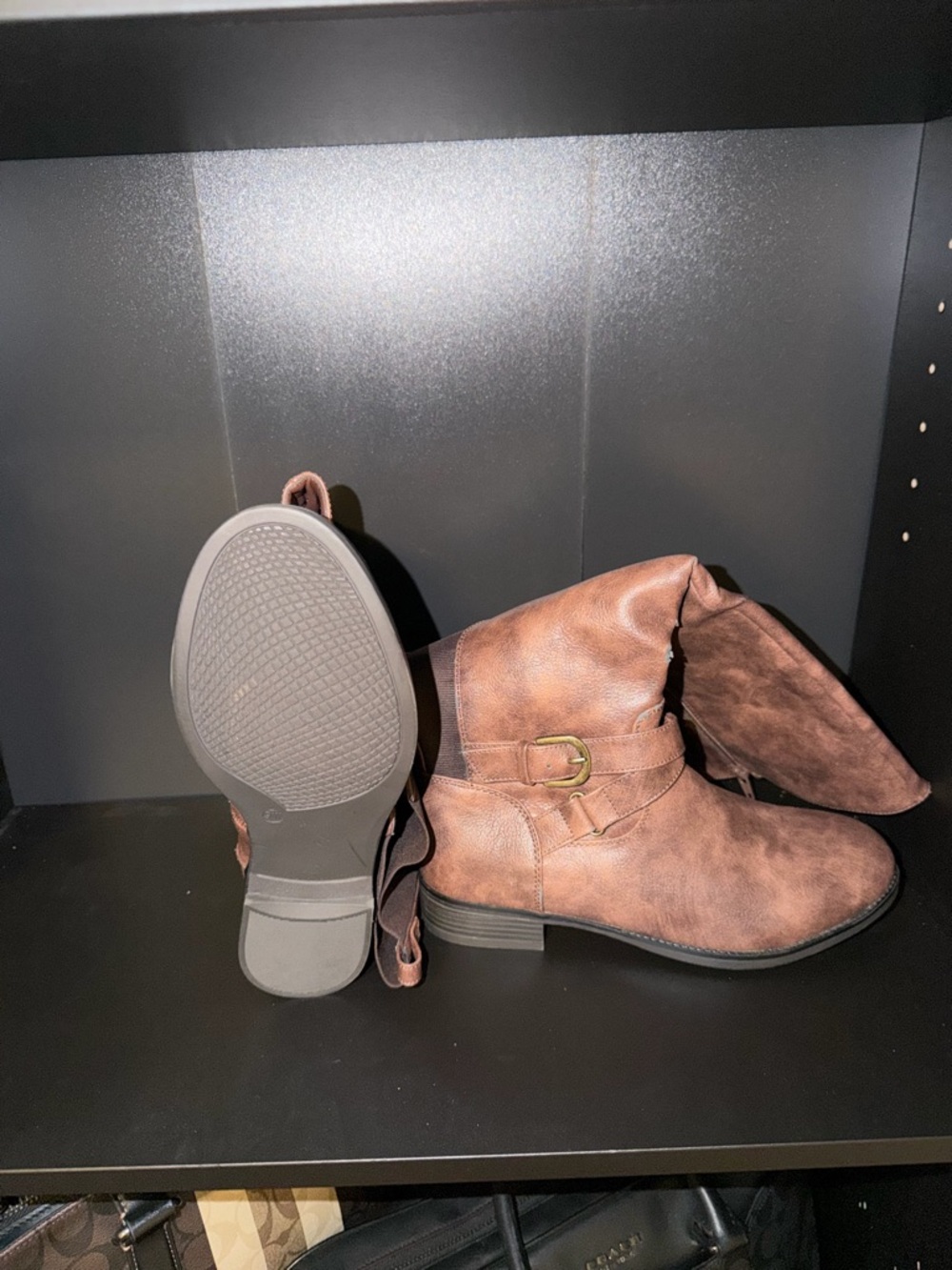 Maurices Brown Faux Leather Ankle Boots